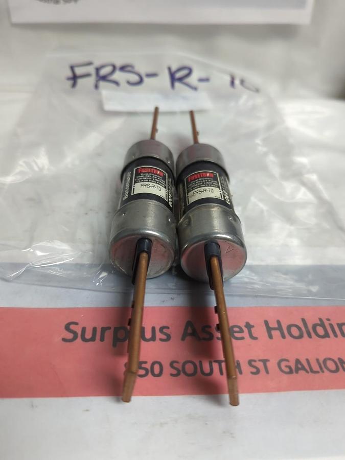Used COOPER BUSSMANN,FRS-R-70,FUSETRON 70 AMP FUSE LOT OF 2 PRE-OWNED