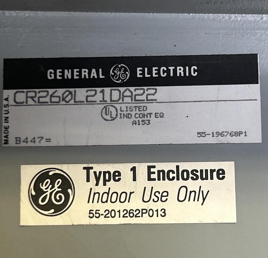 Used GENERAL ELECTRIC,CR260L21DA22,CONTACTOR 20AMP 3POLE