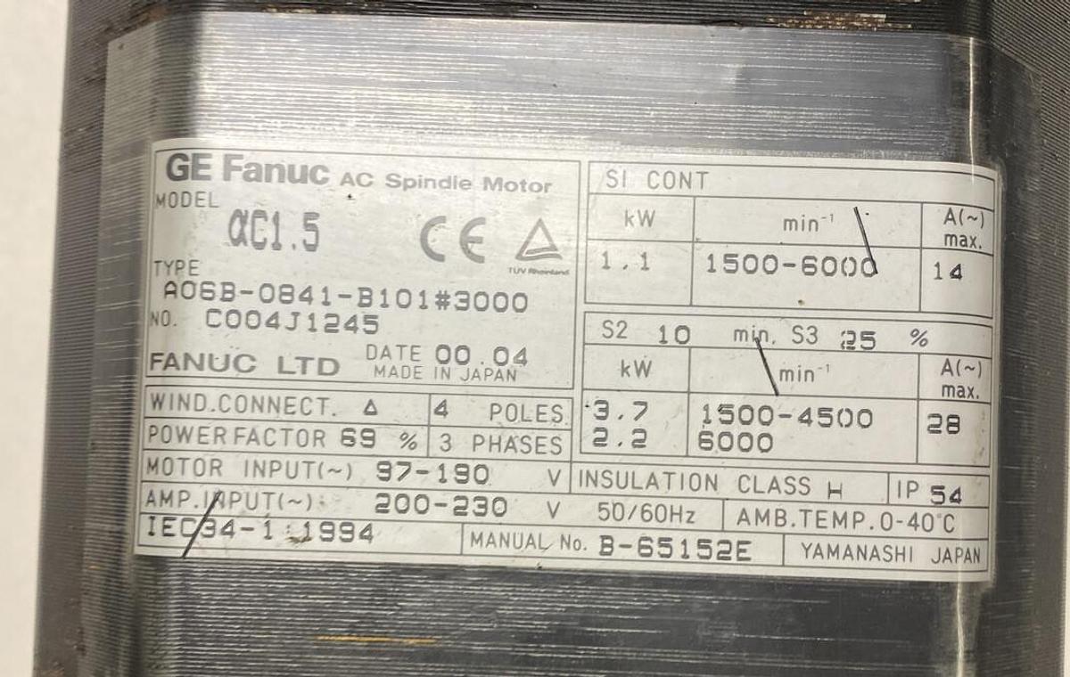 Used GE Fanuc,A06B-0841-B101*3000,Spindle Motor