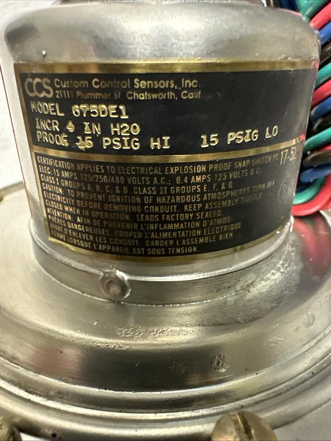 CCS,675DE1,Differential Pressure Switch