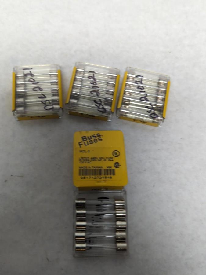 COOPER BUSSMANN,MDL-5,CARTRIDGE FUSE 5 AMP LOT OF 20 NOS