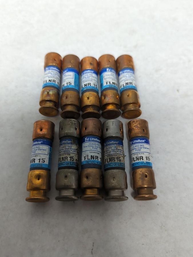 Used LITTELFUSE,FLNR 15,CLASS RK5 FUSE 15 AMP LOT OF 10 PRE-OWNED