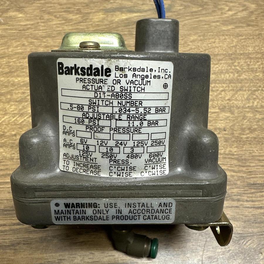 Used Barksdale,D1T-A80SS,PressureVacuum Switch