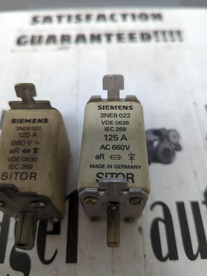 Used SIEMENS,3NE8022,FUSE SITOR 125A/600V VAC LOT OF 2