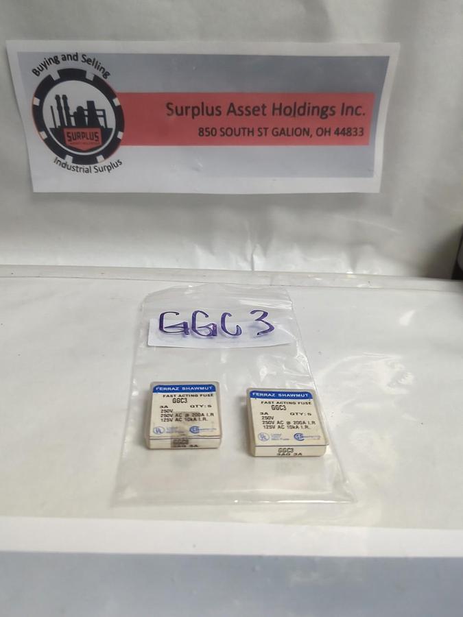 FERRAZ SHAWMUT,GGC-3,FAST ACTING 3 AMP FUSE LOT OF 10 NOS