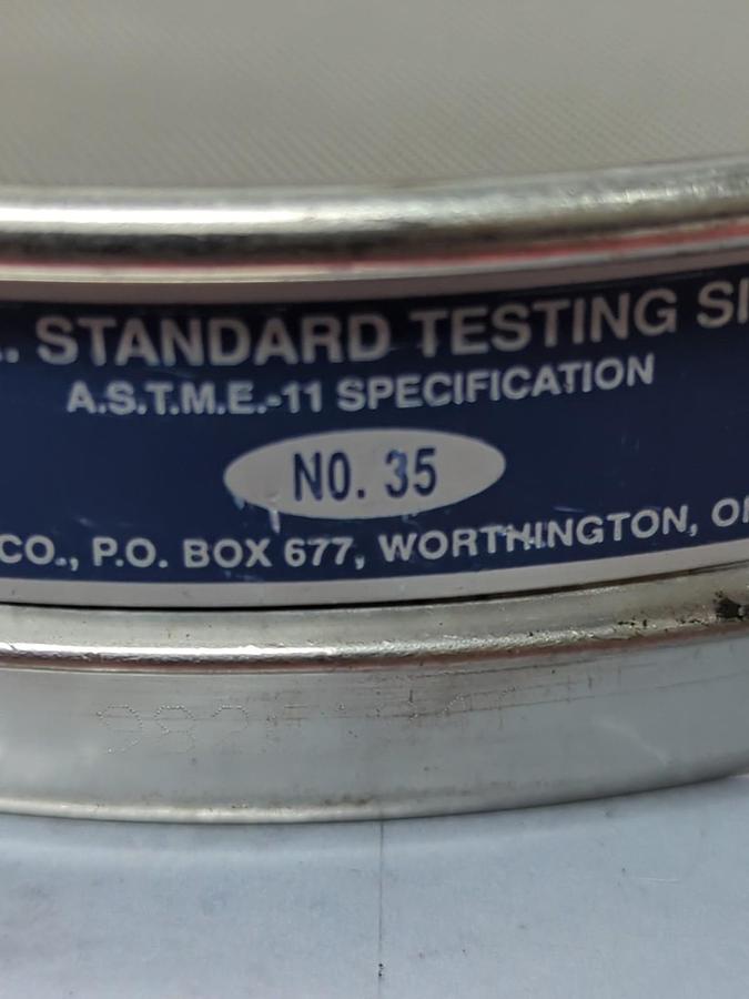 Used USA STANDARD,NO.35,TEST SIEVE 500UM .0197 INCH ASTM E-11 SPEC PRE-OWNED