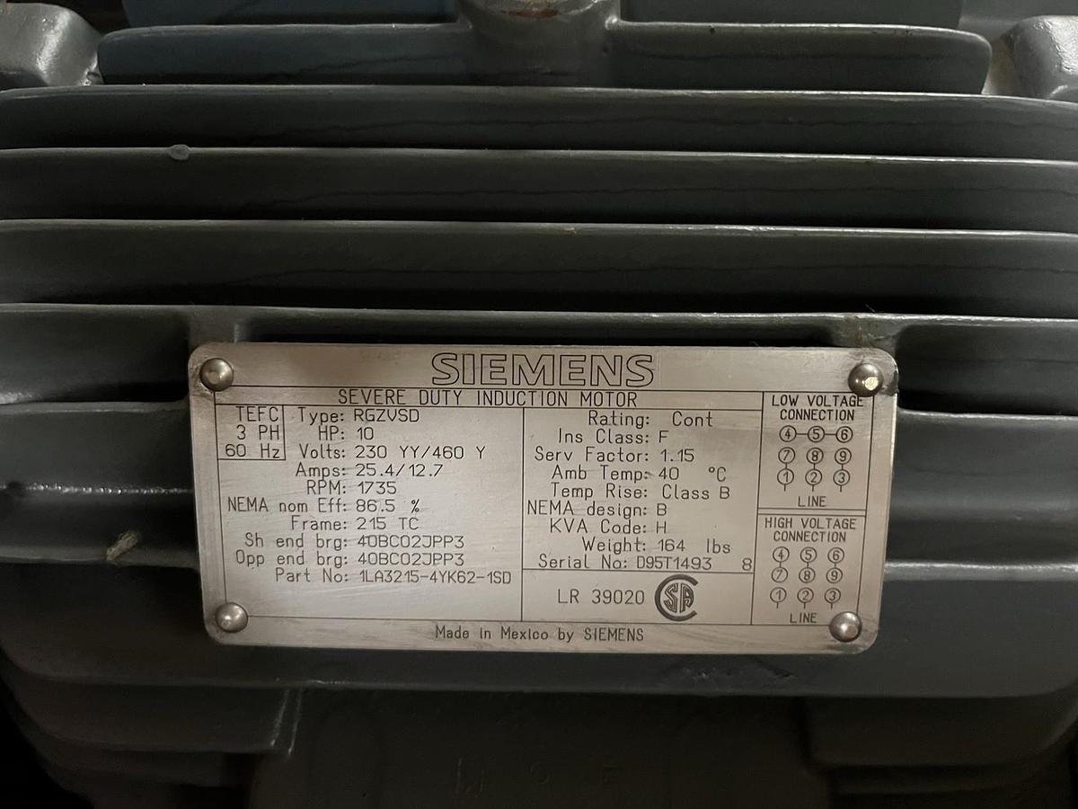 SIEMENS,1LA3215-4Y62-1SD,RGZVSD SEVERE DUTY MOTOR 10HP 1735RPM 3PH 215TC