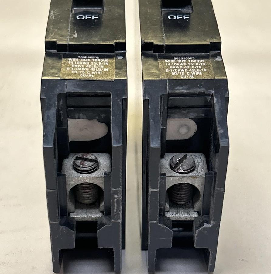 Used GENERAL ELECTRIC,TEY130,CIRCUIT BREAKER 30A 277V 1P LOT OF 2