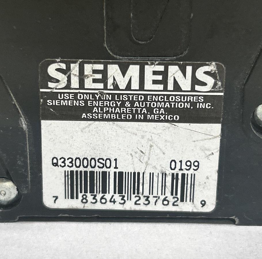 Used SIEMENS,Q33000S01,CIRCUIT BREAKER 30A 240V 3P