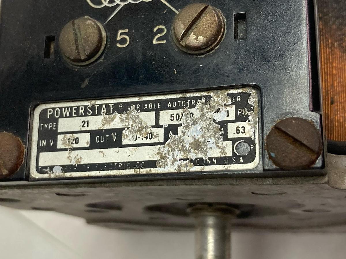 Used Powerstat,Type 21,1-Phase Variable Autotransformer 50/60Hz