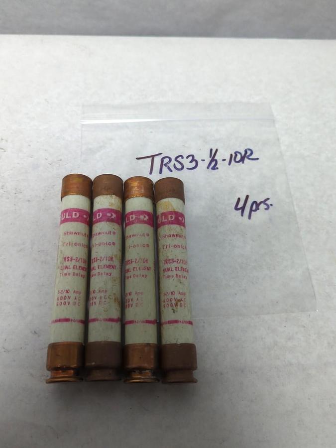 Used GOULD SHAWMUT,TRS3-2/10R,TRI-ONIC 3-2/10 AMP FUSE LOT OF 4 PRE-OWNED