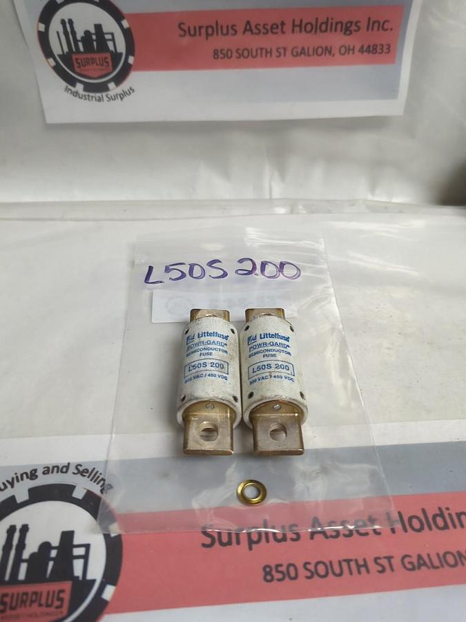 Used LITTELFUSE,L50S-200,SEMICONDUCTOR 200 AMP FUSE LOT OF 2 PRE-OWNED