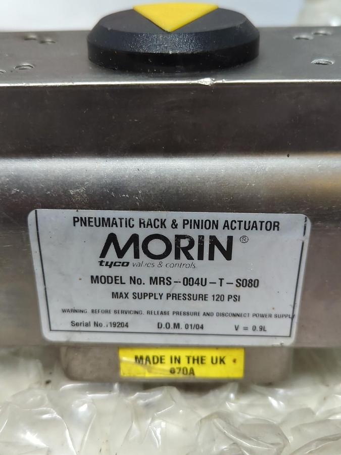 MORIN,MRS-004U-T-S080,PNEUMATIC RACK & PINION ACTUATOR NOS