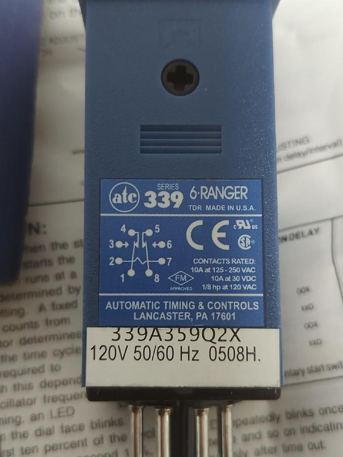 ATC,339A35902X SERIES: 339, 6-RANGER TIMING RELAY 120V 50/60 HZ NOS
