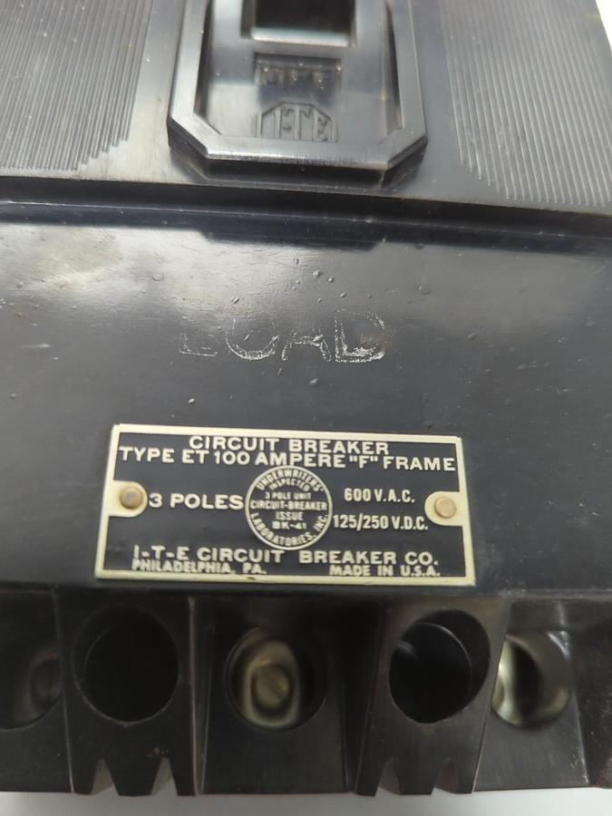 Used I.T.E,TYPE ET4036,F-FRAME CIRCUIT BREAKER 70 AMP 3-POLE PRE-OWNED