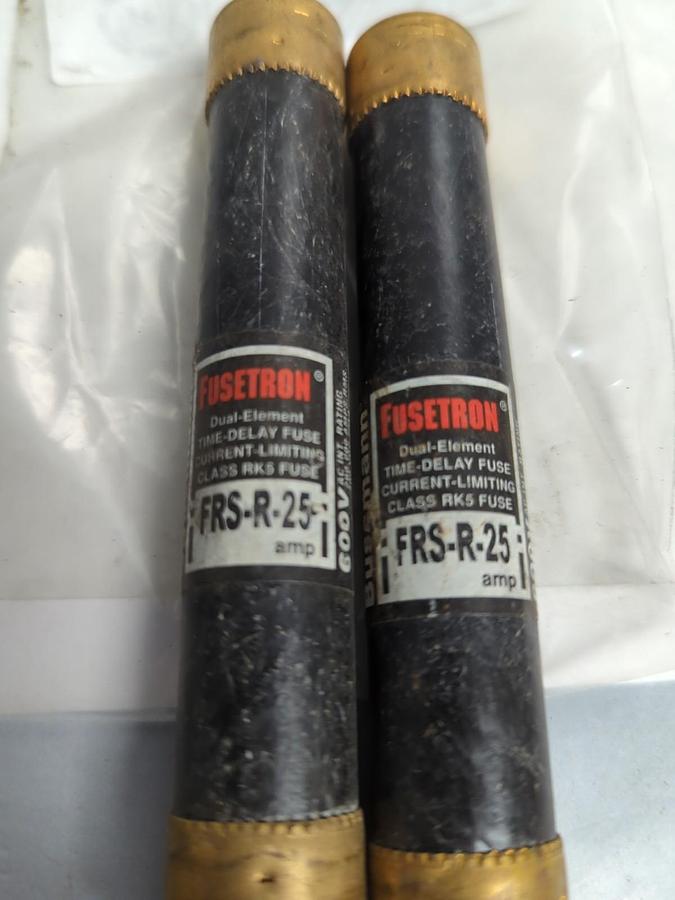 Used COOPER BUSSMANN,FRS-R-25,FUSETRON 25 AMP FUSE LOT OF 2 PRE-OWNED