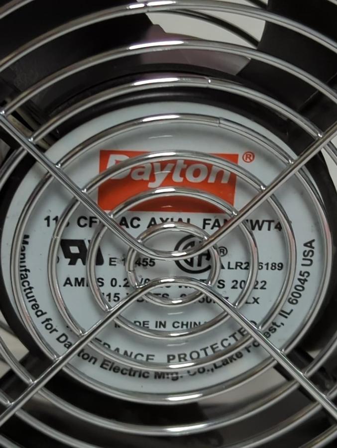 DAYTON,E-19455,COOLING FAN 115V 60/50HZ 0.24AMP 0.26WATT WITH COVER AND CORD NOS