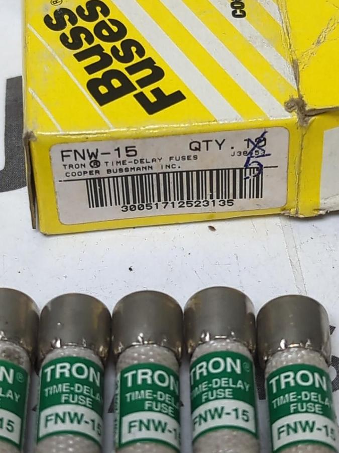 COOPER BUSSMANN,FNW-15,TIME DELAY 15 AMP FUSES BOX OF 5 NOS