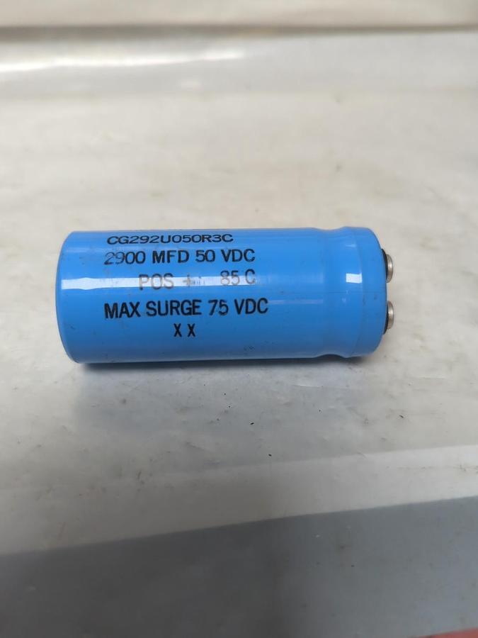 Used MALLORY,CG292U050R3C,CAPACITOR 2900MFD 50 VDC PRE-OWNED