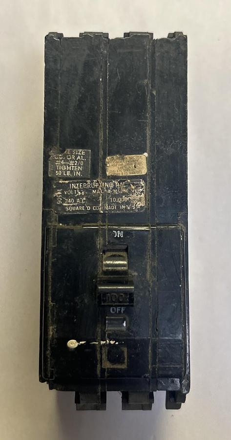 Used SQUARE D,Q13100,CIRCUIT BREAKER 100A 120/240V 3P