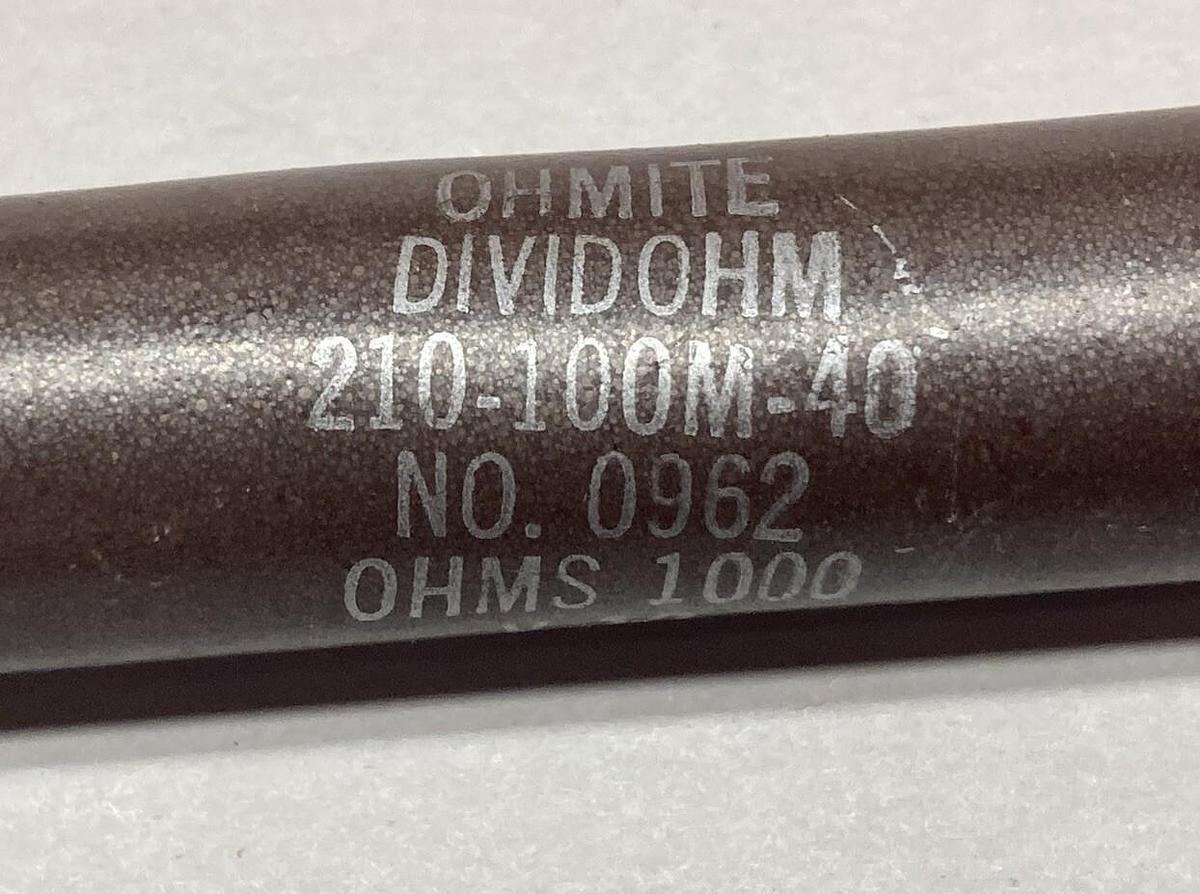 Used Ohmite,0962 210-100M-40,Resistor 1000 OHMS