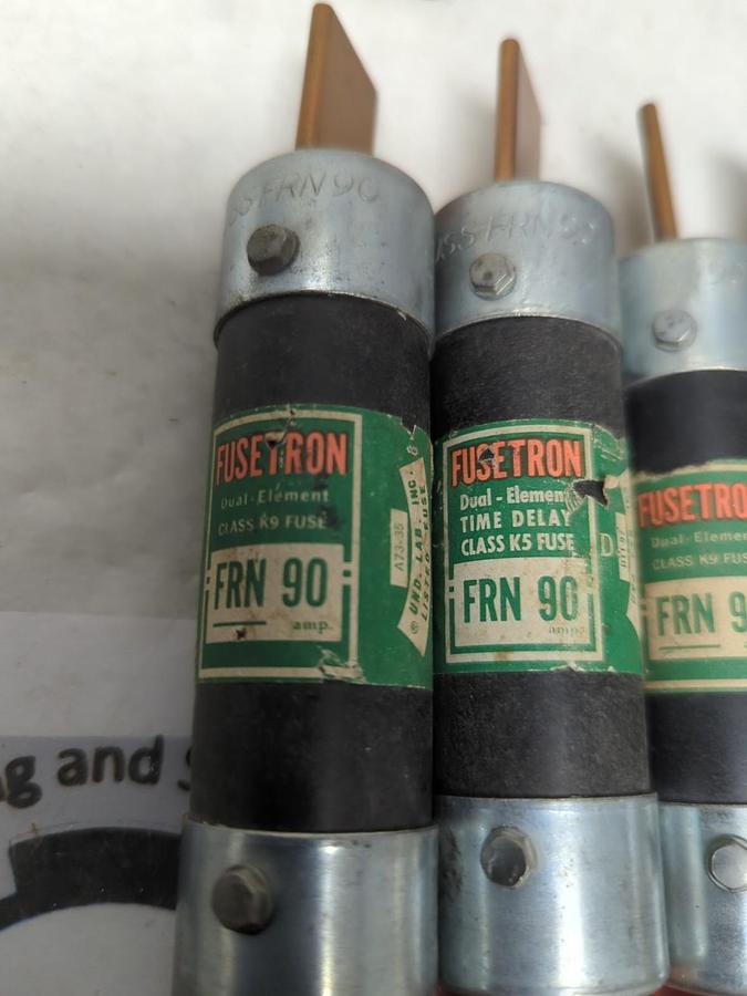 Used COOPER BUSSMANN,FRN 90,FUSETRON 90 AMP FUSE LOT OF 4 PRE-OWNED