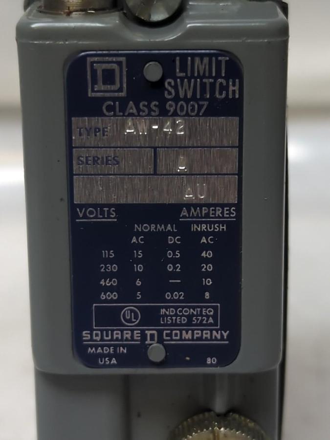 Used SQUARE D,9007 AW-42,LIMIT SWITCH SERIES A PRE-OWNED