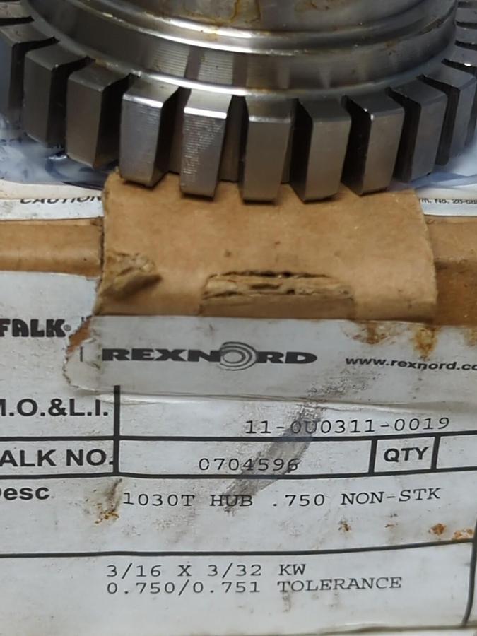 FALK,0704596,1030T HUB .750 INCH NON-STK BORE 3/16 IN X3/32 IN KW NOS