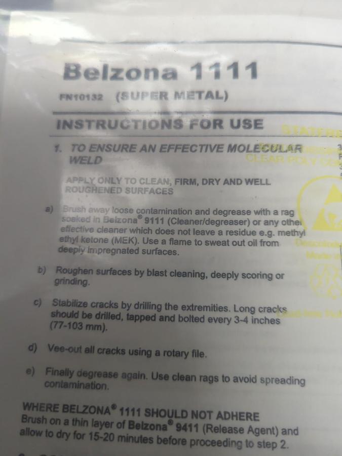 BELZONA,1111,SUPER METAL BASE & SOLIDIFIRE SET PACKAGE OF 2 SETS NOS