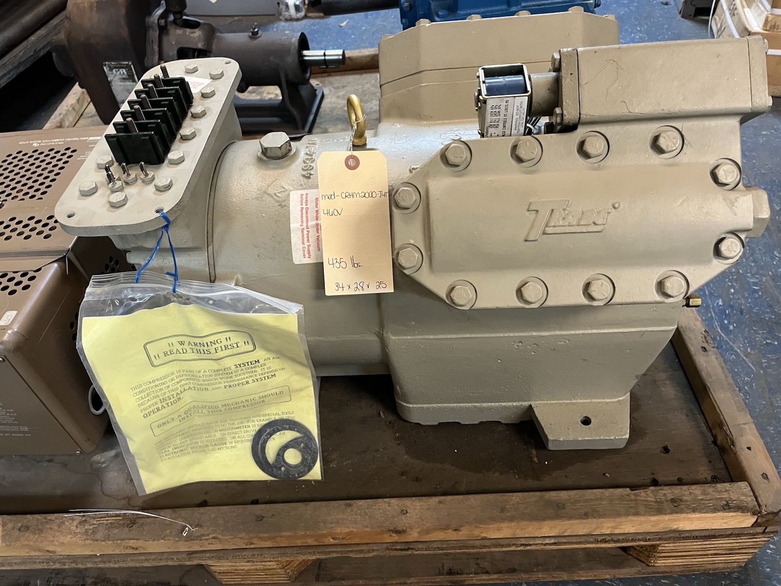 Used TRANE,CRHM200C-JAT,SEMI HERMETIC RECIPROCATING COMPRESSOR 20HP