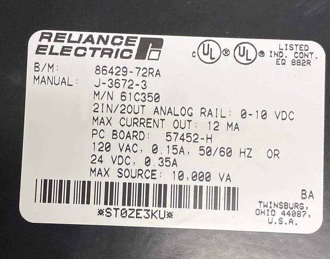Used Reliance,61C350,Analog Rail 0 To 10V IN/OUT