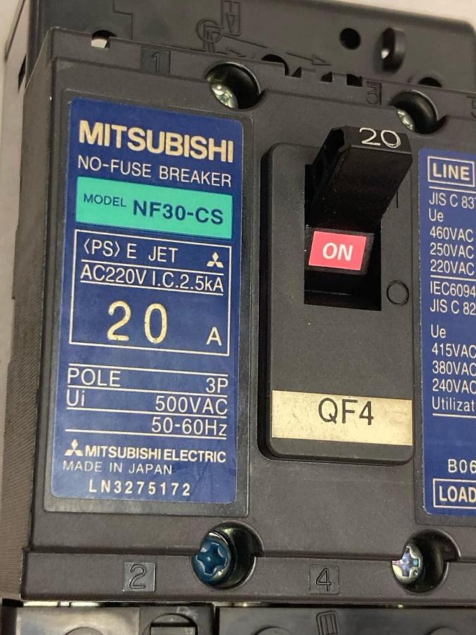 Used Mitsubishi,NF30-CS,3-Pole Circuit Breaker 20A