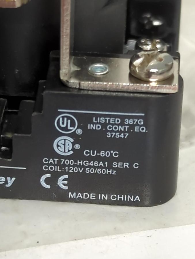 ALLEN BRADLEY,700-HG46A1,CONTROL RELAY SERIES C 40 AMP 120V 50/60HZ NOS