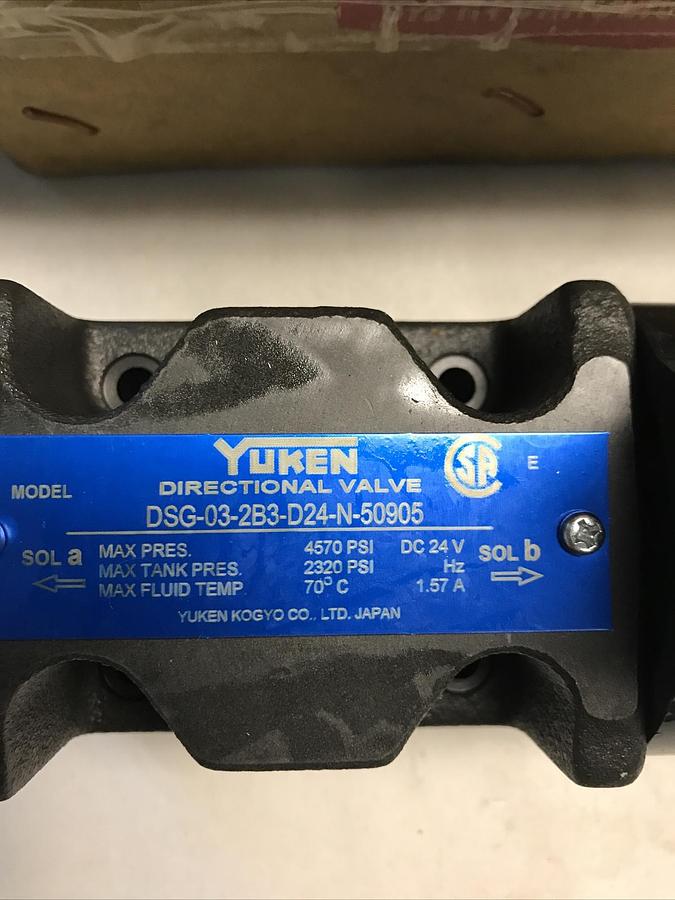 Used Yuken,DSG-03-2B3-D24-N-5090,Hydraulic Directional Valve NOS