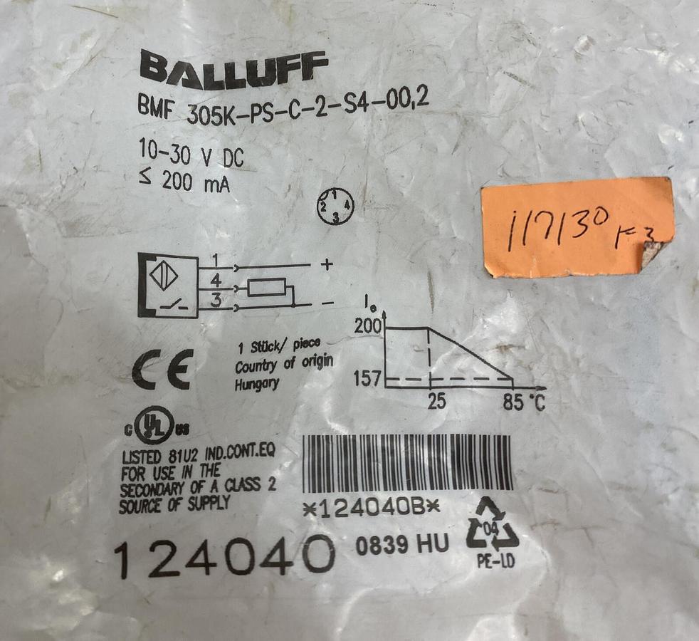 Used BALLUFF,BMF305K-PS-C-2-S4-00.2,SENSOR NEW
