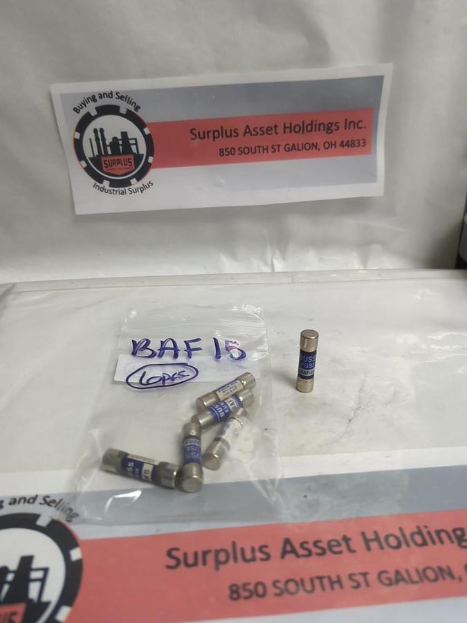 Used COOPER BUSSMANN,BAF-15,BUSS 15 AMP FUSE LOT OF 6 PRE-OWNED