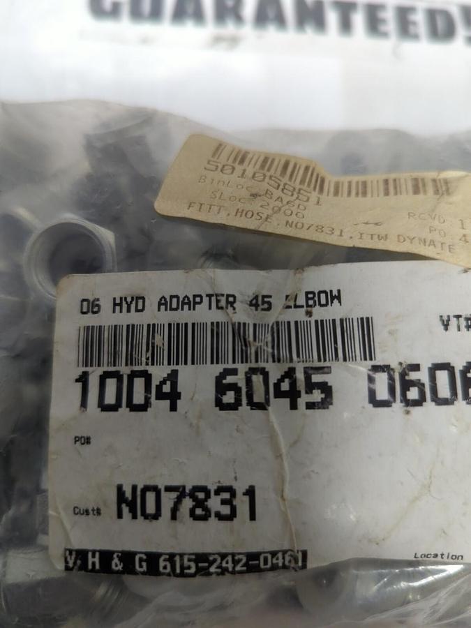 V.H & G,6 HYD,ADAPTER 45° ELBOW FITTING 1/2 INCH LOT OF 50 NEW