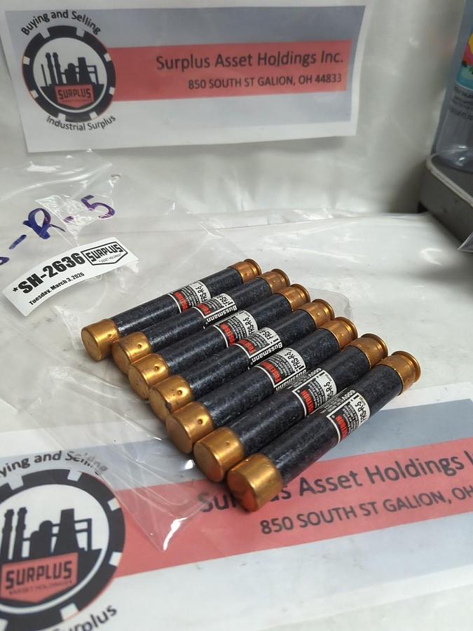 Used COOPER BUSSMANN,FRS-R-5,FUSETRON 5 AMP FUSE LOT OF 7 PRE-OWNED