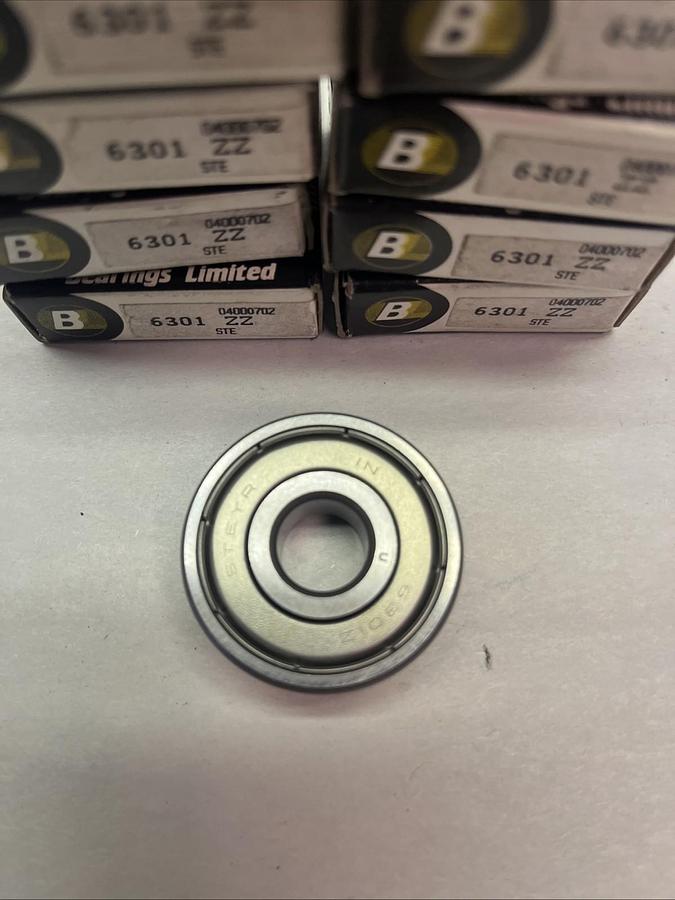 BEARINGS LIMITED,6301-ZZ,BALL BEARING 12MMX37MMX12MM LOT OF 8