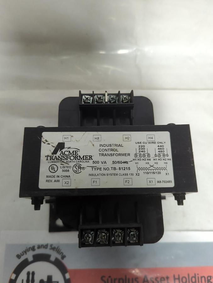 Used ACME TRANSFORMER,TB-81215,INDUSTRIAL CONTROL TRANSFORMER 500VA 50/60HZ PRE-OWNED