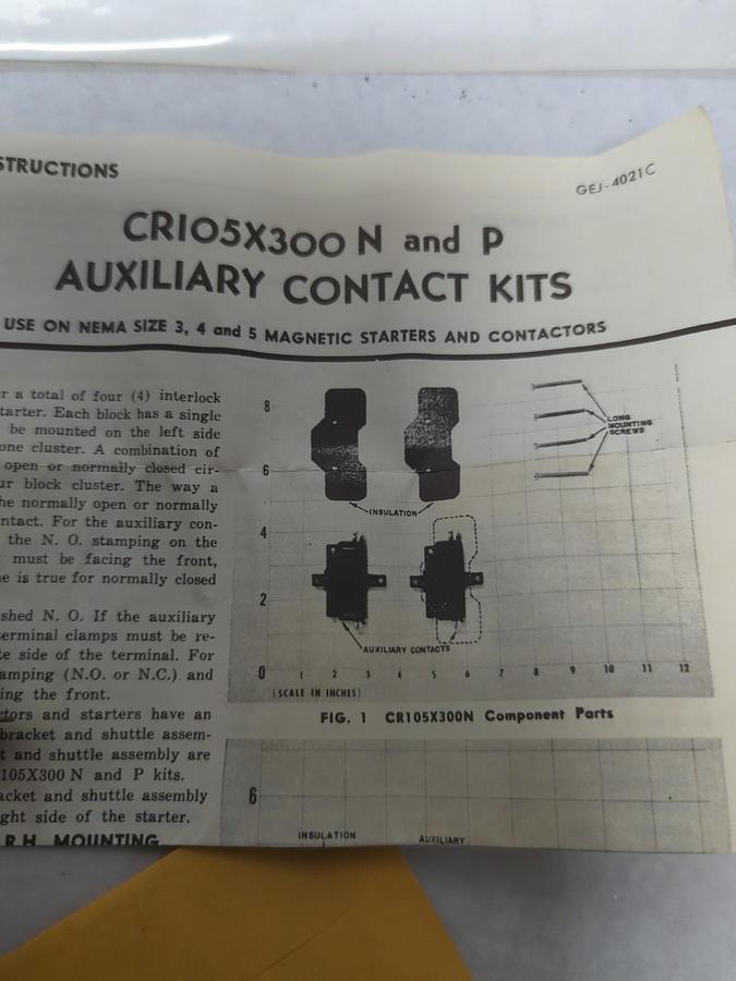 GENERAL ELECTRIC,CR105X300N,AUXILIARY CONTROL CONTACT KIT SIZE 3-4 NOS