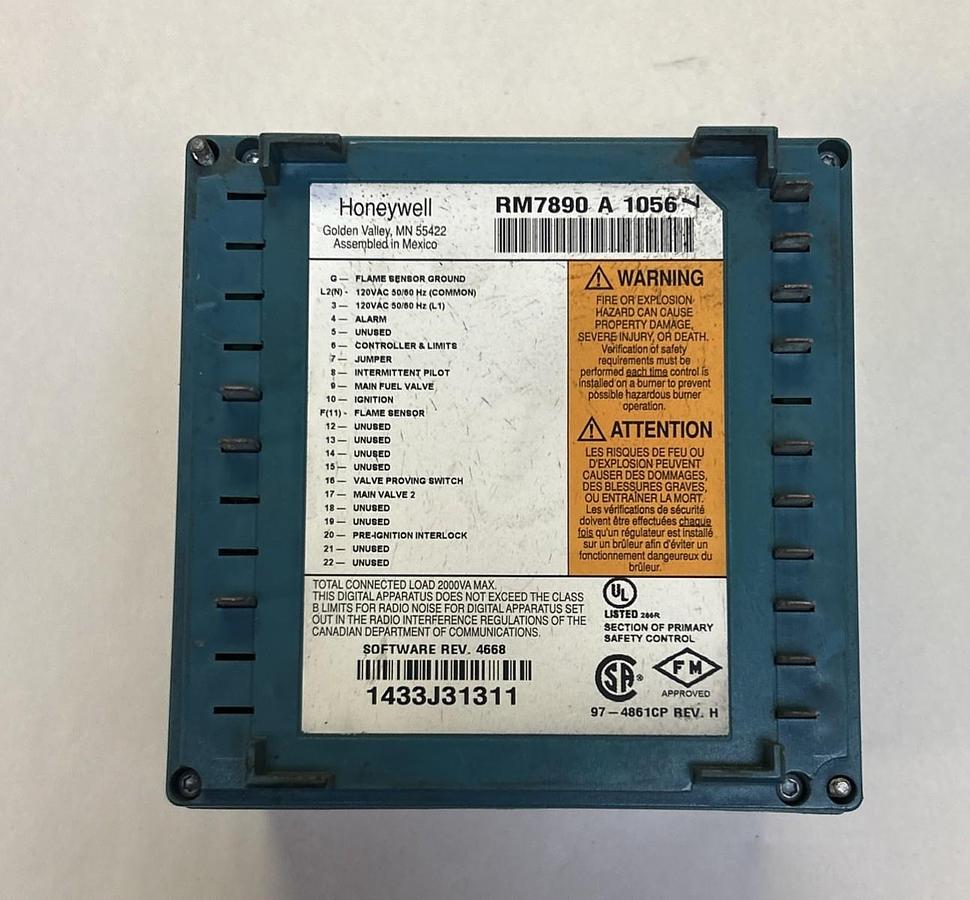 Used HONEYWELL,RM7890A1056,ULTRAVIOLET FLAME AMPLIFIER