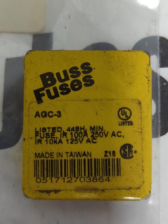 COOPER BUSSMANN,AGC-3,GLASS TUBE FUSES LOT OF 25 NEW