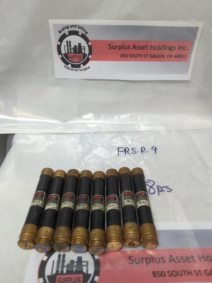 Used COOPER BUSSMANN,FRS-R-9,FUSETRON 9 AMP FUSE LOT OF 8 PRE-OWNED