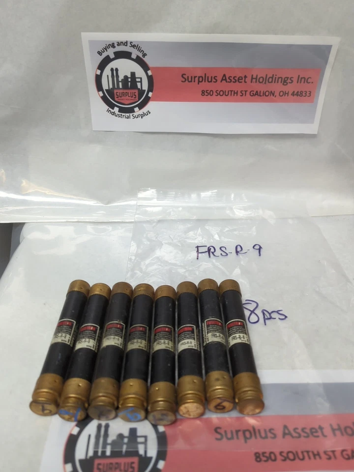 Used COOPER BUSSMANN,FRS-R-9,FUSETRON 9 AMP FUSE LOT OF 8 PRE-OWNED