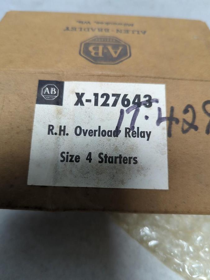 ALLEN-BRADLEY,X-127643,R.H. OVERLOAD RELAY SIZE 4 STARTERS NOS