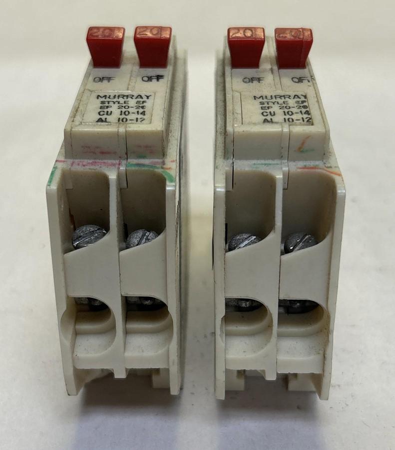 Used MURRAY,EP2020,TWIN TANDEM CIRCUIT BREAKER 20A 120/240V 2P LOT OF 2