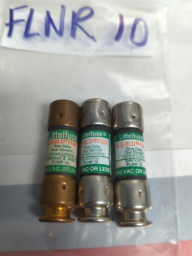 Used LITTELFUSE,FLNR-10,SLO-BLO 10 AMP FUSE LOT 3 OF PRE-OWNED