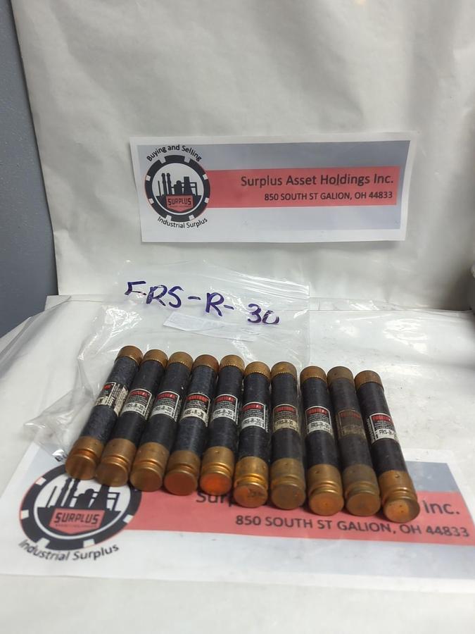 Used COOPER BUSSMANN,FRS-R-30,FUSETRON 30 AMP FUSE LOT OF 10 PRE-OWNED