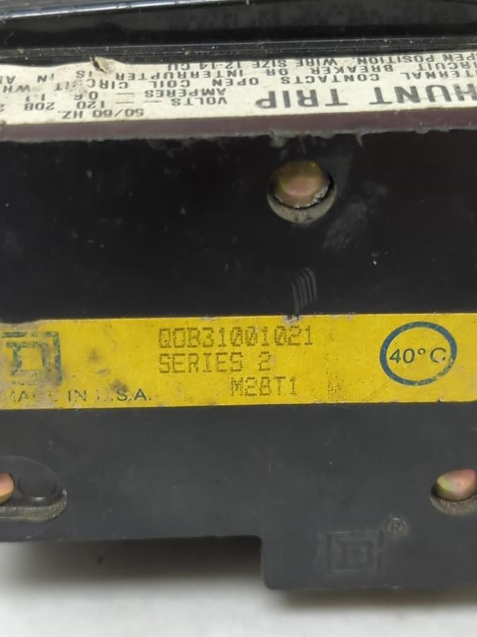 Used SQUARE D,QOB31001021,CIRCUIT BREAKER 100 AMP 3-POLE WITH SHUNT TRIP PRE-OWNED